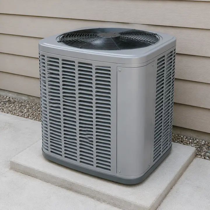 HVAC condenser unit after repair