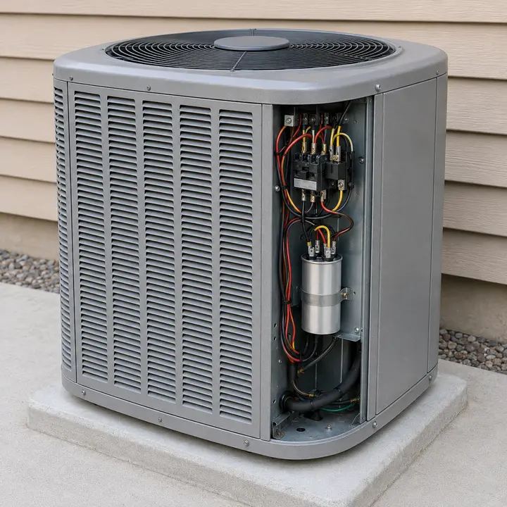 HVAC condenser unit during repair